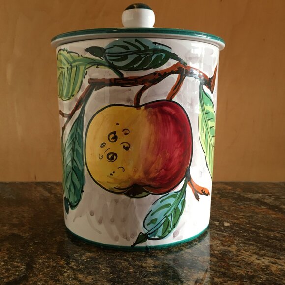 Vintage Italian Handpainted Red Clay Four Piece Cannister Set - Picture 2 of 16